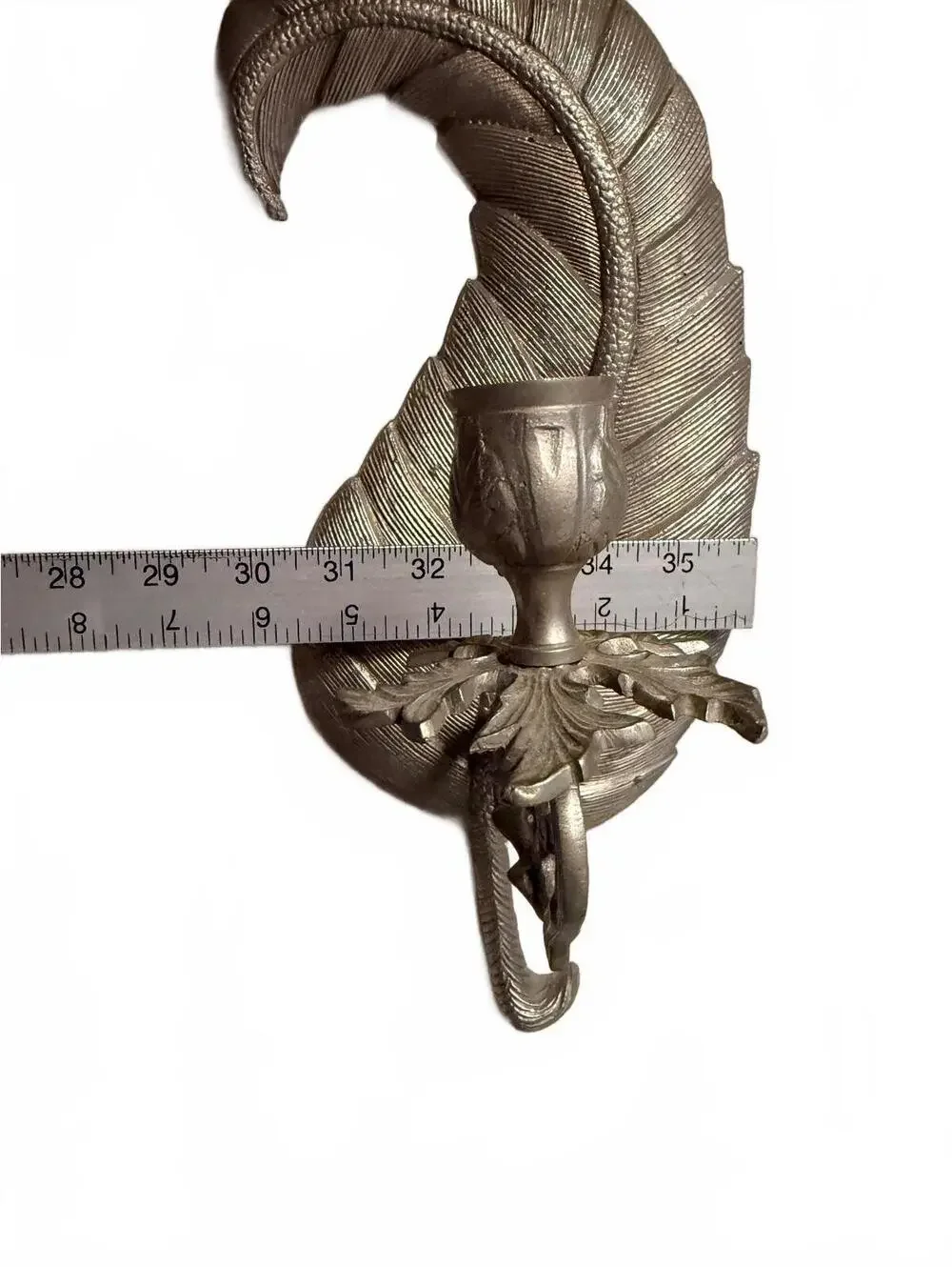 Vintage Silver Metal Leaf Wall Candle Holder